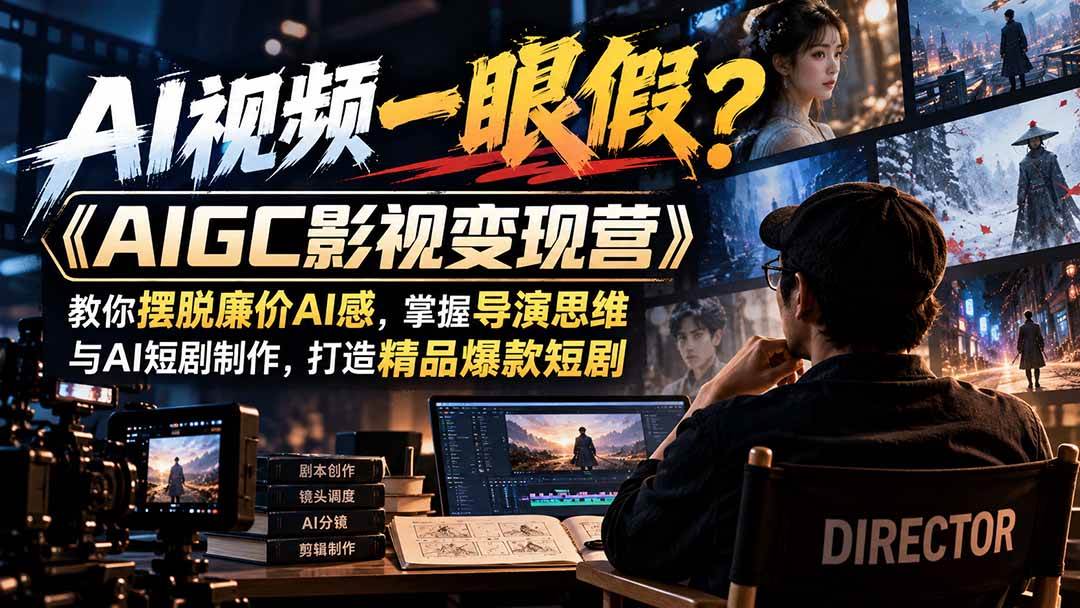 （21133期）【无水印】AI视频一眼假？《AIGC影视变现营》教你摆脱廉价AI感，掌握导演思维与AI短剧制作，打造精品爆款短剧-韬哥副业项目资源网