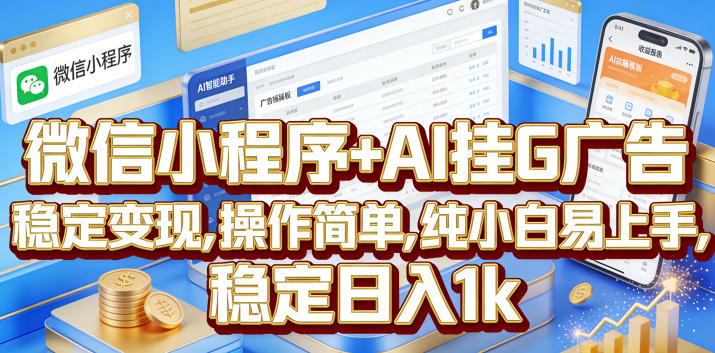 微信小程序+AI挂G广告,稳定变现,操作简单,纯小白易上手,稳定日入1k【揭秘】-韬哥副业项目资源网