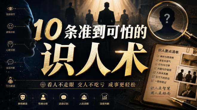付费文章：10条准到可怕的识人术-韬哥副业项目资源网