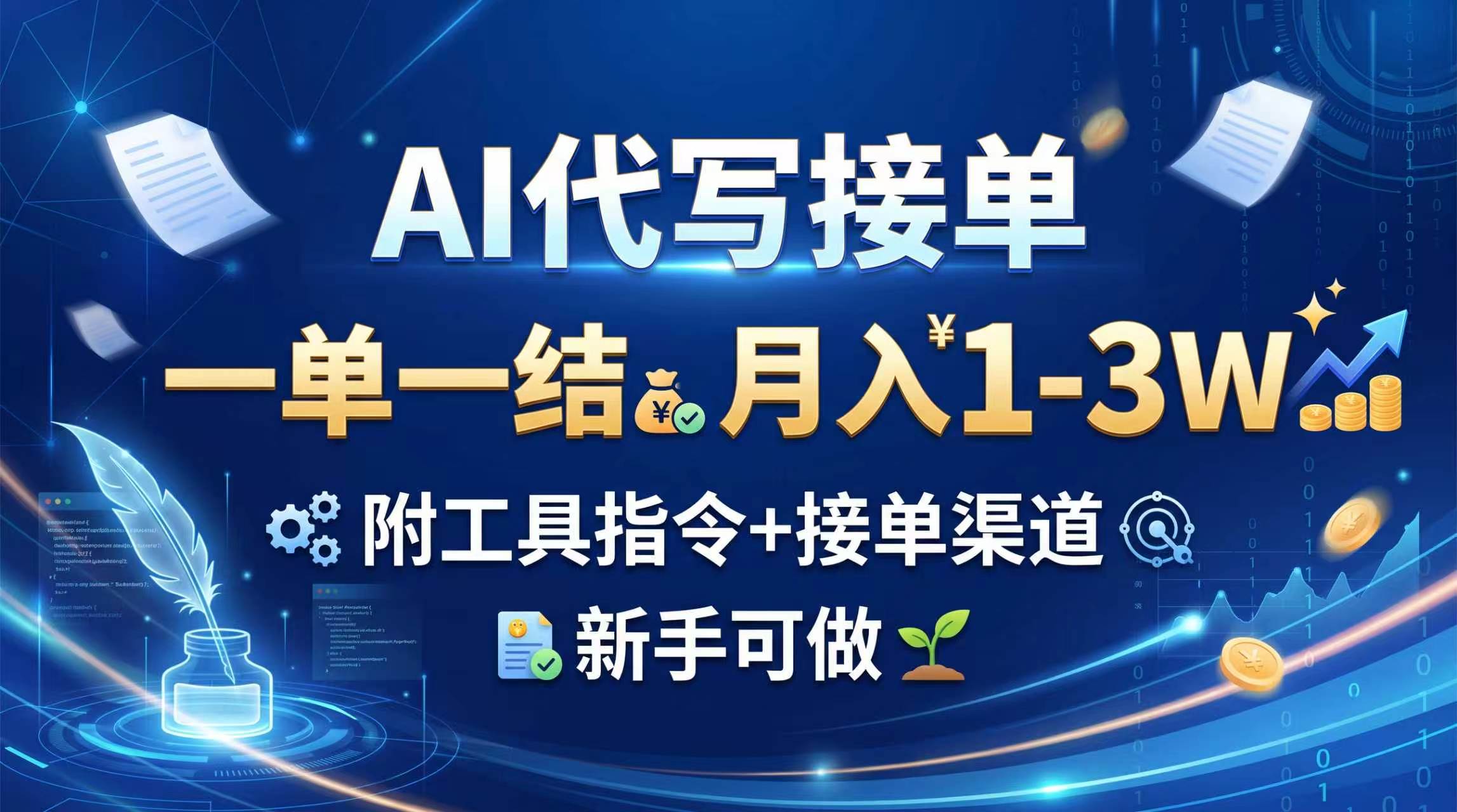（20343期）AI代写接单，一单一结，月入1-3W，附工具指令+接单渠道，新手可做-韬哥副业项目资源网