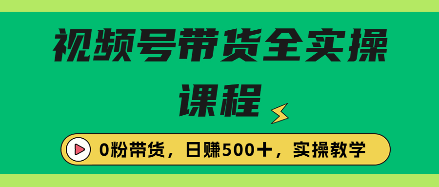 （6651期）收费1980的视频号带货保姆级全实操教程，0粉带货-韬哥副业项目资源网