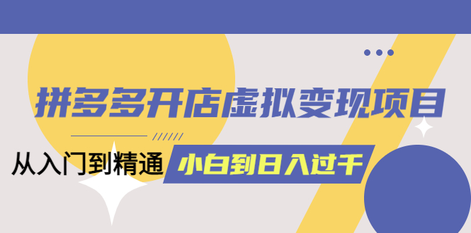 （6169期）拼多多开店虚拟变现项目：入门到精通 从小白到日入1000（完整版）6月13更新-韬哥副业项目资源网