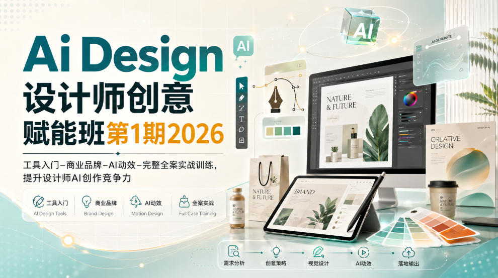 Ai Design设计师创意赋能班第1期2026｜工具入门‑商业品牌‑AI动效‑完整全案实战训练，提升设计师AI创作竞争力-韬哥副业项目资源网