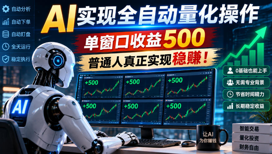 AI实现全自动量化操作，单窗口收益500，普通人真正实现稳賺！【揭秘】-韬哥副业项目资源网