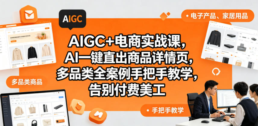 AIGC+电商实战课，AI一键直出商品详情页，多品类全案例手把手教学，告别付费美工(更新0820)-韬哥副业项目资源网