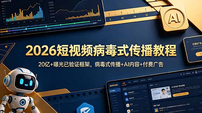 2026短视频病毒式传播教程：20亿+曝光已验证框架，病毒式传播+AI内容+付费广告-韬哥副业项目资源网
