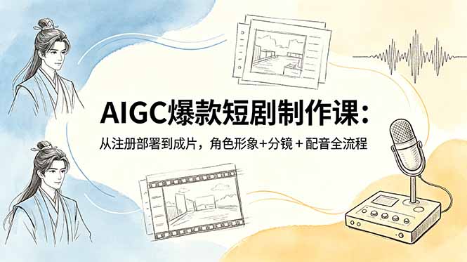 AIGC爆款短剧制作课：从注册部署到成片，角色形象+分镜+配音全流程-韬哥副业项目资源网