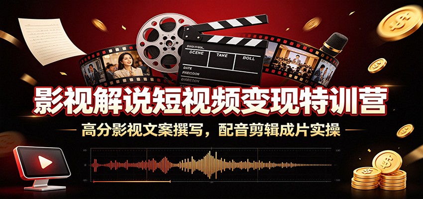 影视解说短视频变现特训营:高分影视文案撰写,配音剪辑成片实操-韬哥副业项目资源网