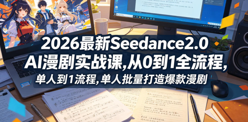 2026最新Seedance2.0 AI漫剧实战课,,从0到1全流程,单人批量打造爆款漫剧-韬哥副业项目资源网