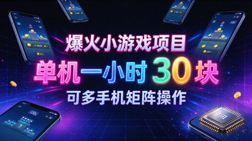 爆火小游戏撸金项目,实测单机一小时30+,可多手机矩阵操作,新手看完一遍就能上手【揭秘】-韬哥副业项目资源网
