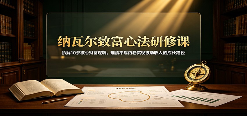 纳瓦尔致富心法研修课：拆解10条核心财富逻辑，理清不靠内卷实现被动收入的成长路径-韬哥副业项目资源网