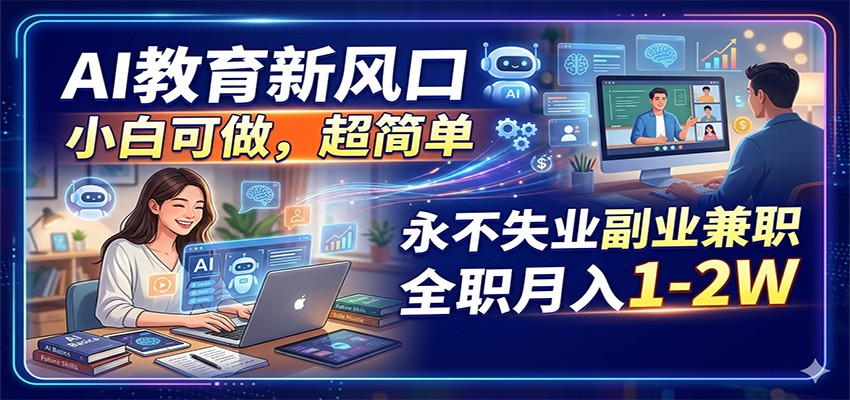 AI教育新风口，小白可做，超简单，永不失业副业兼职 全职月入1-2W-韬哥副业项目资源网