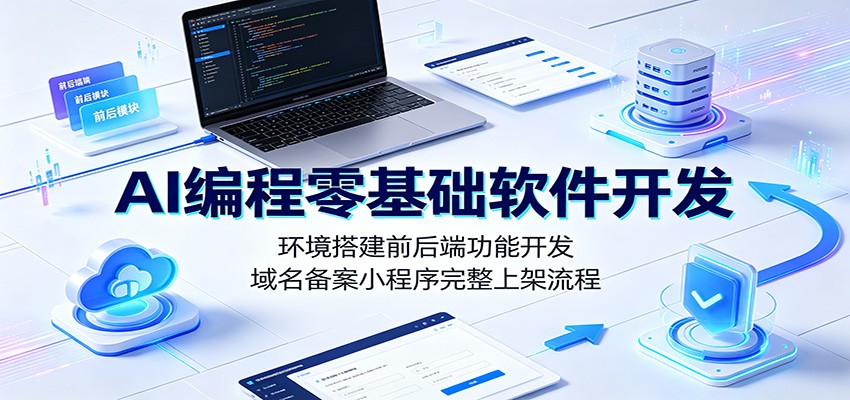 AI编程零基础软件开发：环境搭建前后端功能开发，域名备案小程序完整上架流程-韬哥副业项目资源网