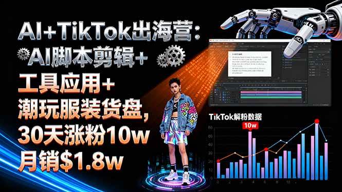 （16108期）AI+TikTok出海营:AI脚本剪辑+工具应用+潮玩服装货盘,30天涨粉10w月销$1.8w-韬哥副业项目资源网