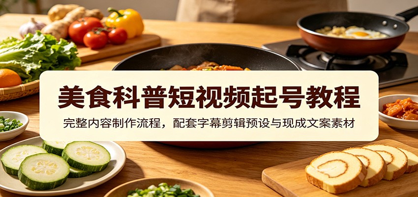 美食科普短视频起号教程:完整内容制作流程,配套字幕剪辑预设与现成文案素材-韬哥副业项目资源网