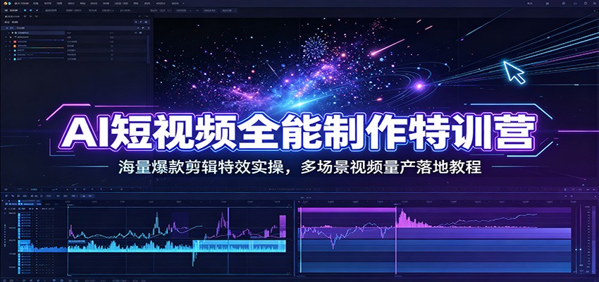 AI短视频全能制作特训营:海量爆款剪辑特效实操,多场景视频量产落地教程-韬哥副业项目资源网