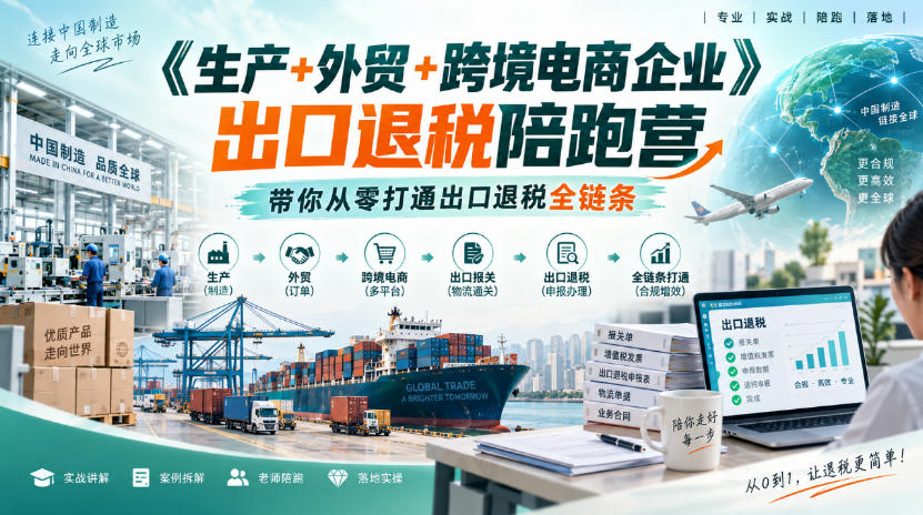 《生产+外贸+跨境电商企业》出口退税陪跑营，带你从零打通出口退税全链条-韬哥副业项目资源网
