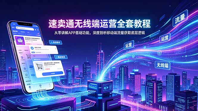 速卖通无线端运营全套教程，从零讲解APP基础功能，深度剖析移动端流量获取底层逻辑-韬哥副业项目资源网