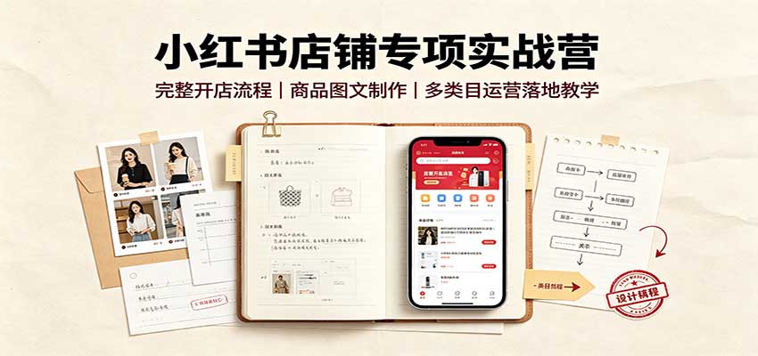 小红书店铺专项实战营：完整开店流程，商品图文制作，多类目运营落地教学-韬哥副业项目资源网
