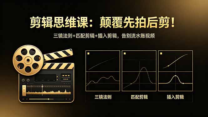 剪辑思维课：颠覆先拍后剪！三镜法则+匹配剪辑+插入剪辑，告别流水账视频-韬哥副业项目资源网