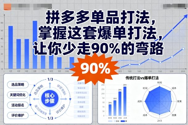 拼多多单品打法，掌握这套爆单打法，让你少走90%的弯路-韬哥副业项目资源网