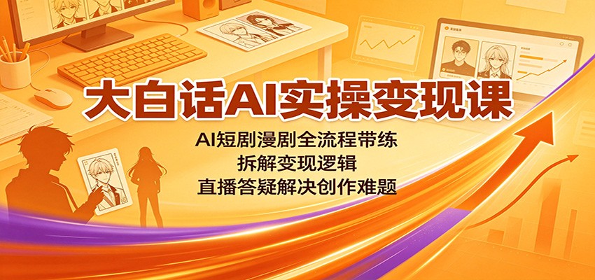 大白话AI实操变现课:AI短剧漫剧全流程带练,拆解变现逻辑,直播答疑解决创作难题-韬哥副业项目资源网