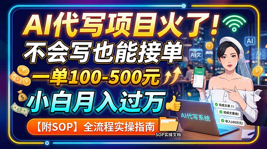 AI代写项目火了！不会写也能接单，一单100-500元，小白月入过万【附SOP】-韬哥副业项目资源网