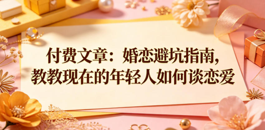 付费文章：婚恋避坑指南，教教现在的年轻人如何谈恋爱-韬哥副业项目资源网
