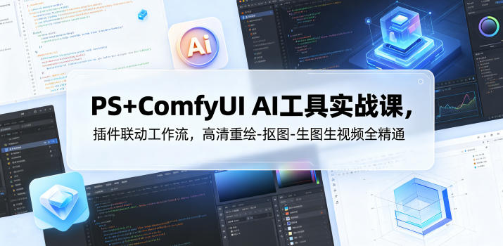 PS+ComfyUI AI工具实战课，插件联动工作流，高清重绘-抠图-生图生视频全精通-韬哥副业项目资源网