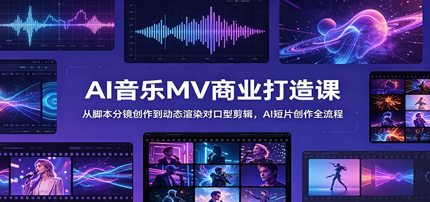 AI音乐MV商业打造课:从脚本分镜创作到动态渲染对口型剪辑,AI短片创作全流程-韬哥副业项目资源网