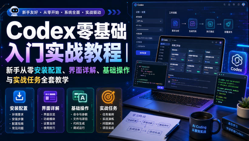 Codex零基础入门实战教程|新手从零安装配置、界面详解、基础操作与实战任务全套教学-韬哥副业项目资源网