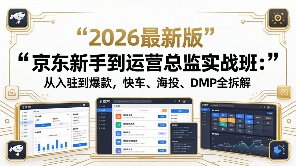 京东新手到运营总监实战班:从入驻到爆款,快车、海投、DMP全拆解,2026最新版-韬哥副业项目资源网