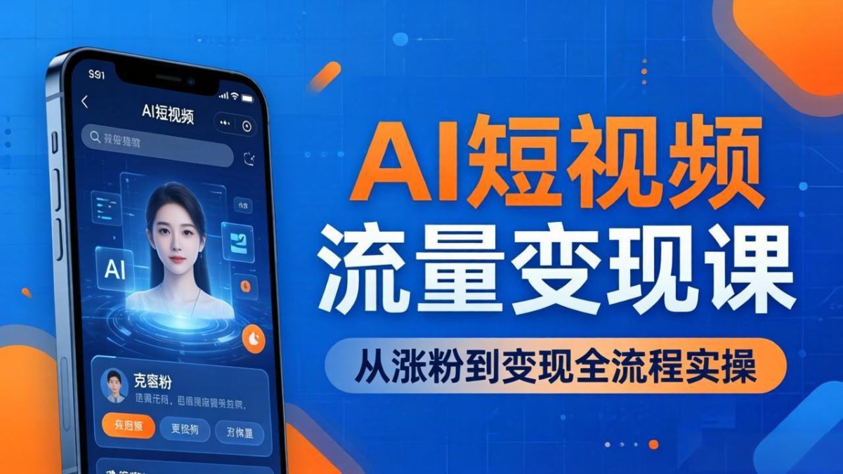 AI短视频流量变现课：一部手机玩转数字人克隆+爆款制作，从涨粉到变现全流程实操-韬哥副业项目资源网
