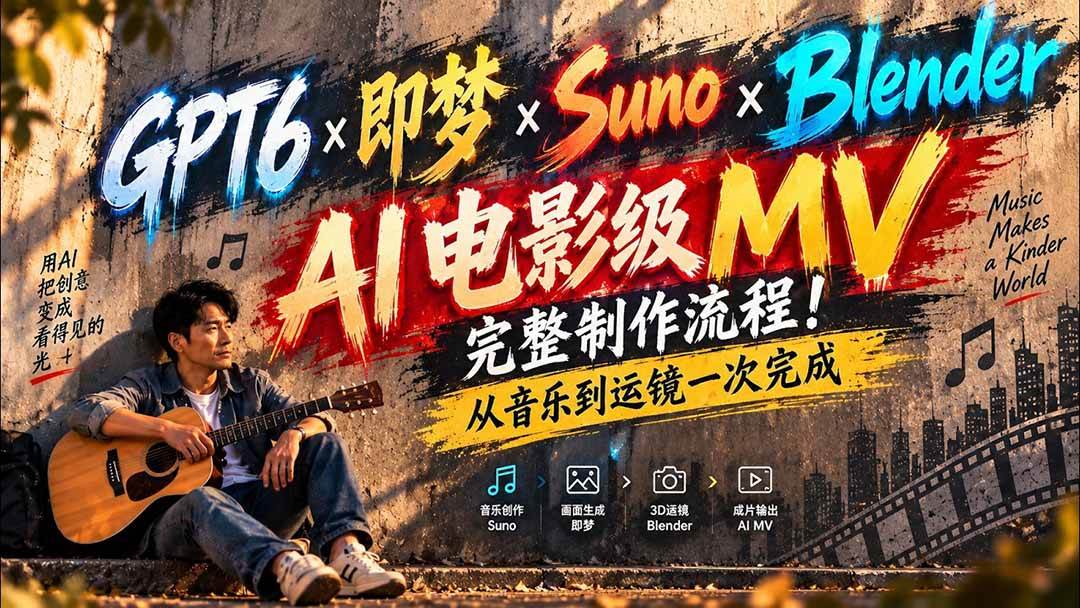 （20587期）GPT6×即梦×Suno×Blender｜AI电影级MV完整制作流程！从音乐到运镜一次完成 (无水印)-韬哥副业项目资源网