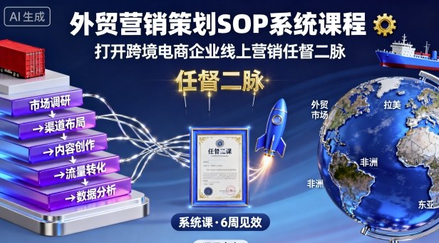 外贸营销策划SOP系统课程，打开跨境电商企业线上营销任督二脉-韬哥副业项目资源网