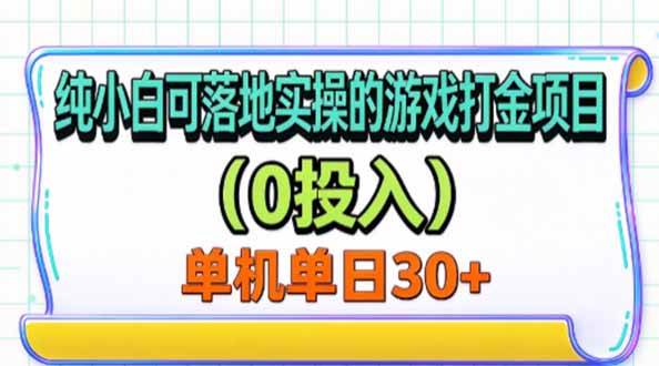 (20993期)纯小白可落地实操的游戏打金项目(0投入)单机单号30+-韬哥副业项目资源网