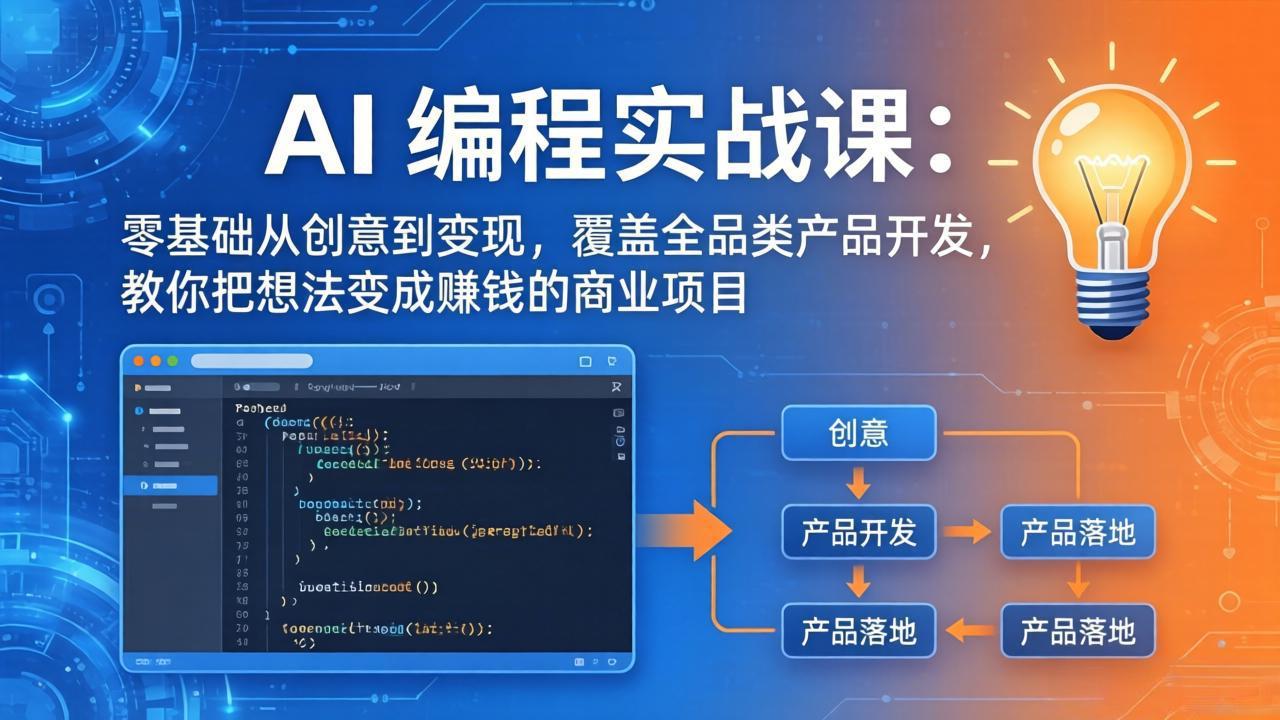 AI编程实战课-第三期-5月更新：零基础从创意到变现，覆盖全品类产品开发，把想法变成赚钱项目-韬哥副业项目资源网