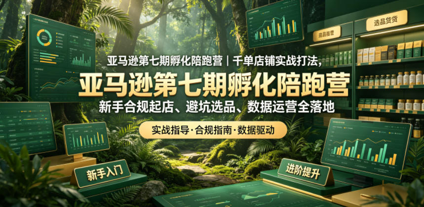 亚马逊第七期孵化陪跑营｜千单店铺实战打法，新手合规起店、避坑选品、数据运营全落地-韬哥副业项目资源网