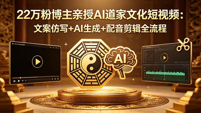22万粉博主亲授AI道家文化短视频：文案仿写+AI生成+配音剪辑全流程-韬哥副业项目资源网