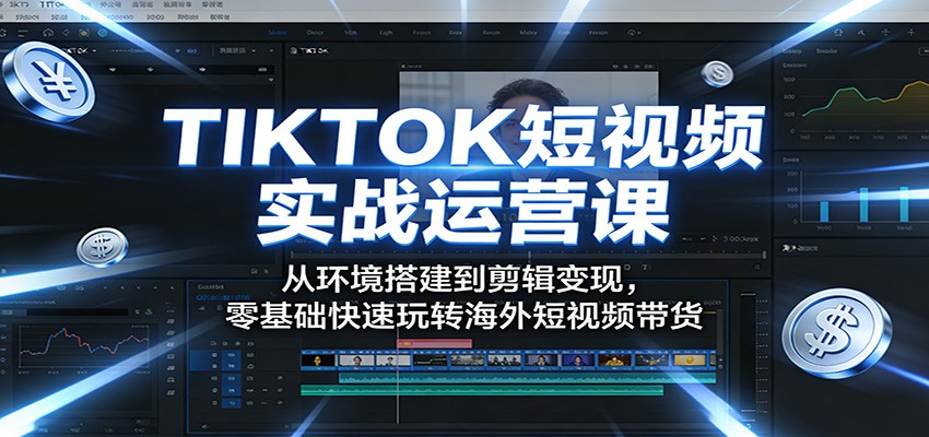 TIKTOK短视频实战运营课：从环境搭建到剪辑变现，零基础快速玩转海外短视频带货-韬哥副业项目资源网