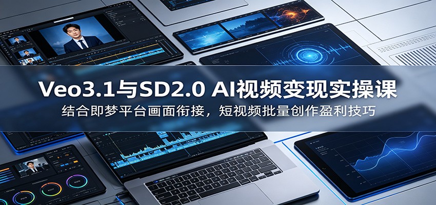 Veo3.1与SD2.0 AI视频变现实操课课:结合即梦平台画面衔接,短视频批量创作盈利技巧-韬哥副业项目资源网