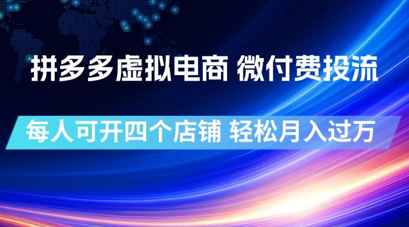 拼多多虚拟电商，微付费投流玩法，每人可开四个店，轻松月入过1W【揭秘】-韬哥副业项目资源网