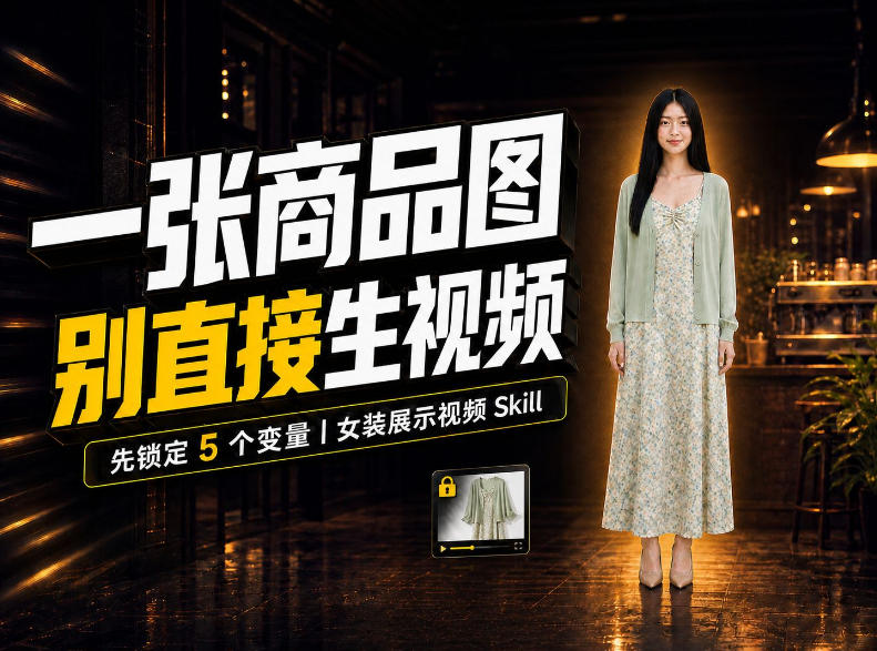 女装AI视频总翻车？问题不在提示词，女装展示视频Skill先锁定5个变量！-韬哥副业项目资源网