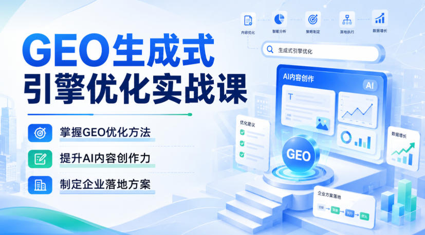 GEO生成式引擎优化实战课，掌握GEO优化方法，提升AI内容创作力，制定企业落地方案-韬哥副业项目资源网