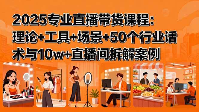 （15988期）2025专业直播带货课程：理论+工具+场景+50个行业话术与10w+直播间拆解案例-韬哥副业项目资源网