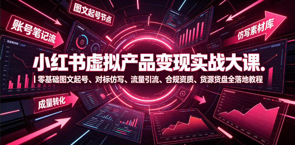 小红书虚拟产品变现实战大课|零基础图文起号、对标仿写、流量引流、合规资质、货源货盘全落地教程-韬哥副业项目资源网
