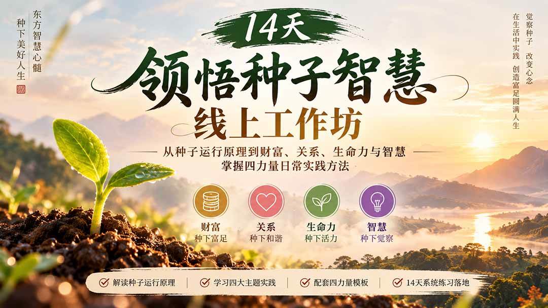 （20756期）14天领悟种子智慧线上工作坊｜从种子运行原理到财富、关系、生命力与智慧，掌握四力量日常实践方法-韬哥副业项目资源网