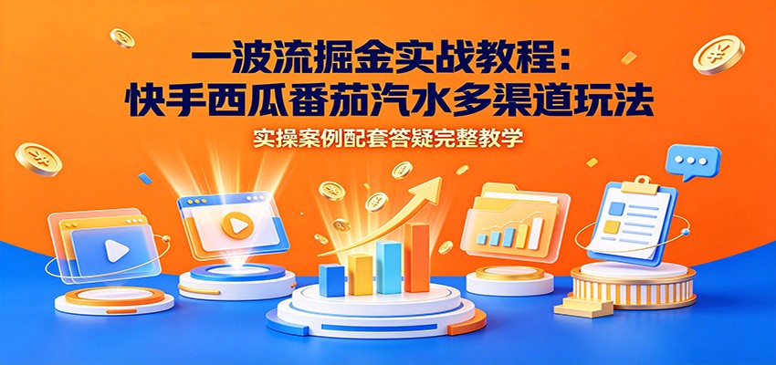一波流掘金实战教程：快手西瓜番茄汽水多渠道玩法，实操案例配套答疑完整教学-韬哥副业项目资源网