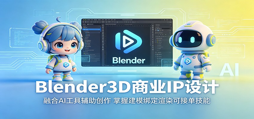 Blender3D商业IP设计：融合AI工具辅助创作，掌握建模绑定渲染可接单技能-韬哥副业项目资源网