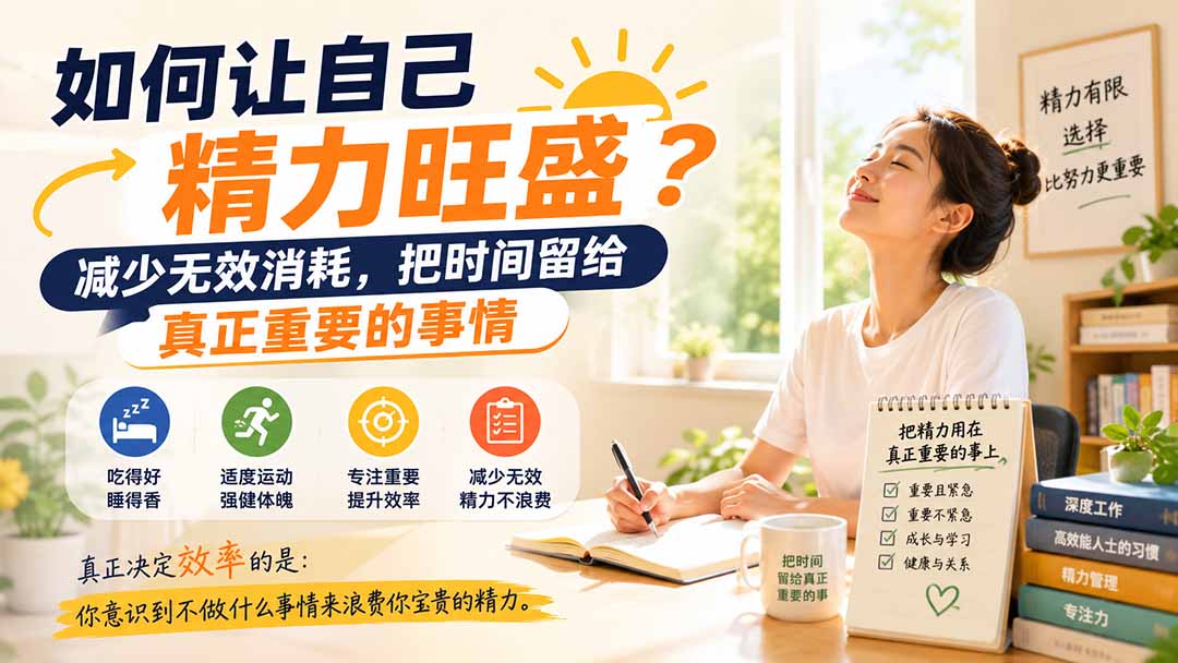 付费文章：如何让自己精力旺盛？减少无效消耗，把时间留给真正重要的事情-韬哥副业项目资源网